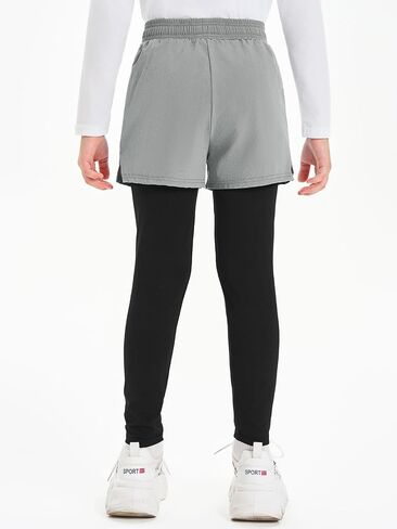 Haloumoning Boys Athletic 2 in 1 Shorts with Leggings Kids Workout Basketball Compression Pants with Zipper Pockets in Saudi Arabia