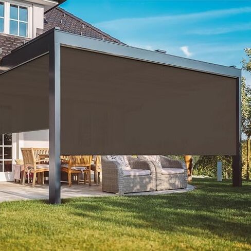 Outdoor Roller Shades for Patio with New Operation Mode (with Pull Rod-No Need Crank), Upgraded Materials Patio Shades Roller Up Outdoor with 95% UV Protection, Outdoor Blinds for Patio Proch in Kuwait