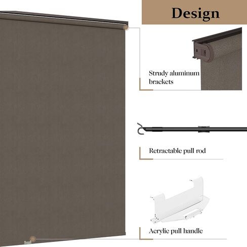 Outdoor Roller Shades for Patio with New Operation Mode (with Pull Rod-No Need Crank), Upgraded Materials Patio Shades Roller Up Outdoor with 95% UV Protection, Outdoor Blinds for Patio Proch in Kuwait
