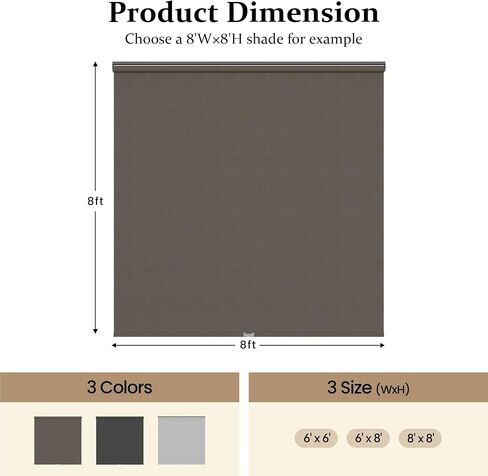 Outdoor Roller Shades for Patio with New Operation Mode (with Pull Rod-No Need Crank), Upgraded Materials Patio Shades Roller Up Outdoor with 95% UV Protection, Outdoor Blinds for Patio Proch in Kuwait