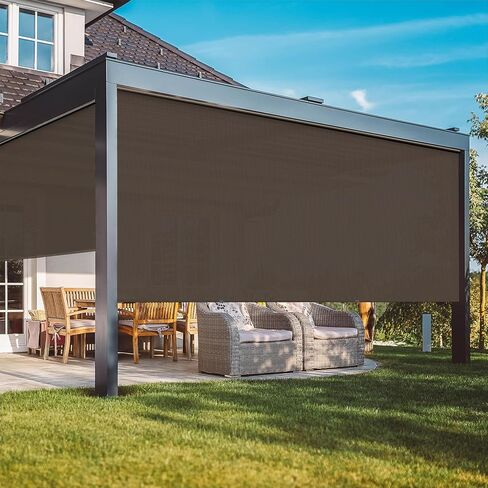 Outdoor Roller Shades for Patio with New Operation Mode (with Pull Rod-No Need Crank), Upgraded Materials Patio Shades Roller Up Outdoor with 95% UV Protection, Outdoor Blinds for Patio Proch in Kuwait