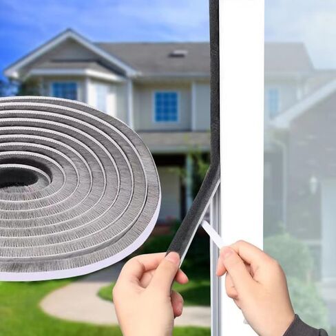Brush Weather Stripping,Card-Slot Seal Strip Pile Weatherstrip Door Sweep Brush for Door Window,0.9Inch 66Ft Total in Kuwait