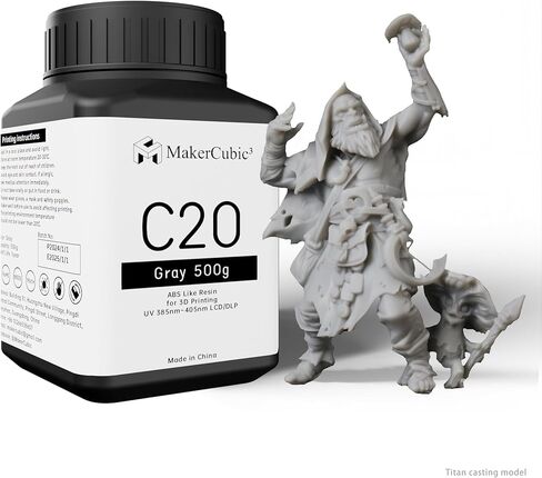MakerCubic3 راتنج طابعة ثلاثية الأبعاد سريع يشبه ABS. معالجة شريط 405 نانومتر، طباعة ثلاثية الأبعاد سائلة غير هشة عالية الدقة تشبه البوليمر الضوئي، راتنج لطباعة LCD DLP ثلاثية الأبعاد (500 جرام) (أشيب) in Saudi Arabia