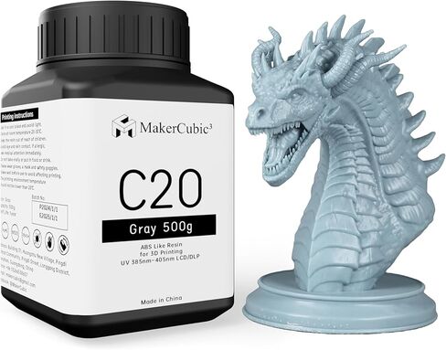 MakerCubic3 راتنج طابعة ثلاثية الأبعاد سريع يشبه ABS. معالجة شريط 405 نانومتر، طباعة ثلاثية الأبعاد سائلة غير هشة عالية الدقة تشبه البوليمر الضوئي، راتنج لطباعة LCD DLP ثلاثية الأبعاد (500 جرام) (أشيب) in Saudi Arabia