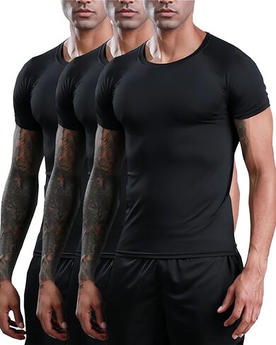 Men's Compression Shirts Short Sleeve Gym Tshirts Running Tops Cool Dry Sports Base Layer Athletic Undershirts in Saudi Arabia