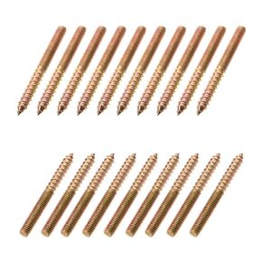 Yinpecly 10Pcs Carbon Steel Double Headed Hanger Bolts 2 inch Length Self-Tapping Screw for Furniture Installation M6×50 Bronze