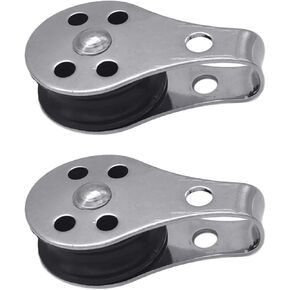 Pulley 2Pcs 316 Stainless Steel Single Pulley Heavy Duty Cable Wire Rope Roller Nylon Pulley for Washing Line Sailing Lifting, 45x26mm