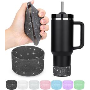 2PCS for Stanley Boot, Silicone for Stanley Cup Boot 20-40oz&for Hydroflask Boot 12-24oz Glitter for Stanley Cup Accessories Tumbler Accessories for Stanley Bottom Protector, Clear