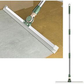 Large Floor Squeegee Broom, Heavy Duty Scrubber for Kitchen, Pool, Concrete, Tiles, Garages, Windows, Pet Hair Removal Floor Cleaning Corner Sweeping, 50" Steel Handle, 16.5" Silicone Head