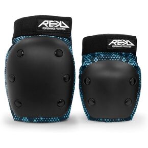 REKD Youth Heavy Duty Double Pad Set | Superior Protection for Skating | Impact-Resistant Knee and Elbow Pads w Dual Elasticated Velcro Straps and High Ventilation | Premium Embroidered Logos