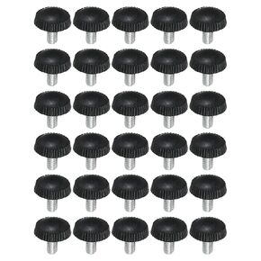 PATIKIL M4x8mm Knurled Thumb Screws, 30 Pack Male Thread Round Clamping Screws Knobs Hand Grip Bolts Mounting Fasteners for Lighting Furniture Hardware Black