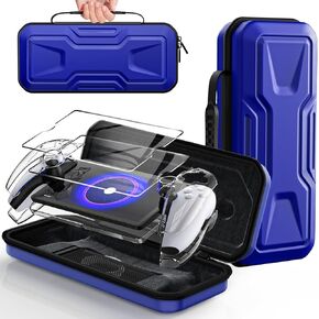 Accessories Bundle for Playstation Portal, Carrying Case and Hard PC Clear Cover Case with Tempered Glass Screen Protector, Protective Cover Case and Hard Shell Portable Travel Handbag for Ps Portal
