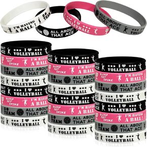 Volleyball Bracelet, 24 Packs Silicone Wristbands for Sport Themed Party Favors, One Size Fits Most