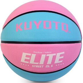KUYOTQ Kids Toddler Size 4 Basketball 25.5" Thickened Rubber Small Basketball Soft Touch in & Outdoor Mini Basketball for Boys Girls Age 4-8 Basketball Gifts (Deflated,Pink and Blue,Without Pump)
