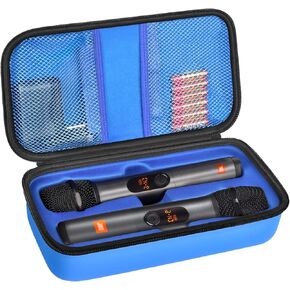 Wireless Microphone Case Compatible with JBL Wireless Two Microphone System, Handheld Dual Mic Travel Bag for Singing or Karaoke for Receivers, Adapters, AA Batteries -Black(Box Only)