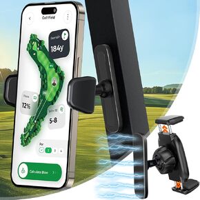 A2C Golf Cart Phone Holder Strong Magnetic Alloy Base with Drawstring Pouch Compatible with EZGO/Club Car/Yamaha, Selfie for Golf Swing Training Course, One-Hand Pick & Place, 360 Degrees Rotatable