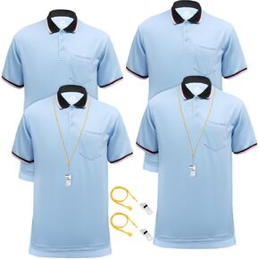 4 Set Short Sleeve Baseball Softball Umpire Shirt with Whistle Referee Shirt Youth Umpire Gear Set Referee Jersey Costume for Men Referee