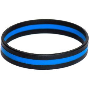 STRYKER Thin Blue Line Silicone Bracelet Police Support Law Enforcement Memorial Wristband