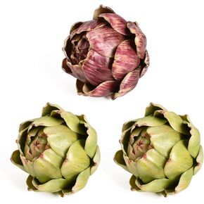 Artificial Artichoke Large Simulation Artichoke Fake Fruits for Home Kitchen Decor Wedding Party Table Fruit Basket Decoration Set of 3 (Green, Red)