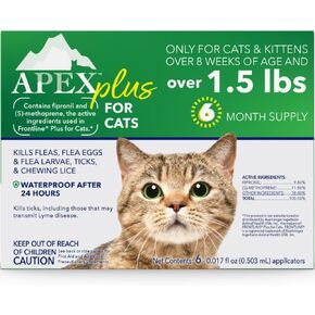 Apex Plus Flea Treatment for Cats, 1.5+ lbs — Cat Flea, Tick, Flea Eggs, Flea Larvae, and Chewing Lice Prevention for 30-Days — 3-Month Supply in Kuwait