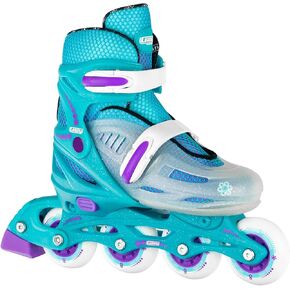 Crazy Skates Adjustable Inline Skates for Girls and Boys - Adjust to fit 4 Sizes - Model 148 - Teal/Purple (Size: Small | j11-1)