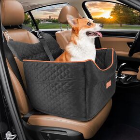 Dog Car Seat - Memory Foam Dog Booster Seat for Small Dogs Up to 25lbs-Elevated Pet Car Seat with Storage Pockets and Dog Seat Belt-Soft Pet Travel Bed for Front & Back Seats-Removable Washable-Grey