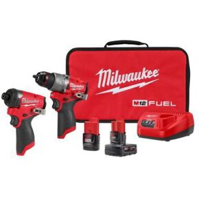 Milwaukee M12 FUEL 12-Volt Lithium-Ion Brushless Cordless Hammer Drill and Impact Driver Combo Kit w/2 Batteries and Bag (2-Tool)