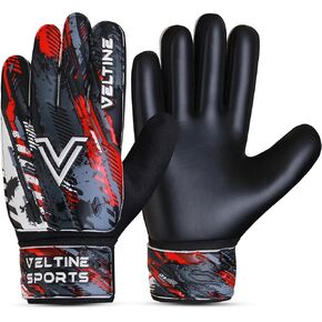 Veltine Soccer Goalie Gloves,Football Goalkeeper Gloves for Kids Boys Children Youth with 4mm Latex Strong Grip Palm Along with Double Wrist and Finger Spine Protection