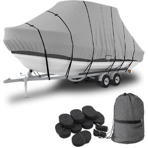 Seal Skin Trailerable T-Top Boat Cover, up to 28'ft Long and 108" Beam Width Center Console Boat with T TOP Roof, Waterproof 600D Heavy Duty, UV, Fade Resistant TTOP Boat Cover