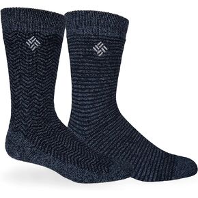Columbia Medium Weight Pattern Thermal Crew Socks 2 Pair, Navy, One Size