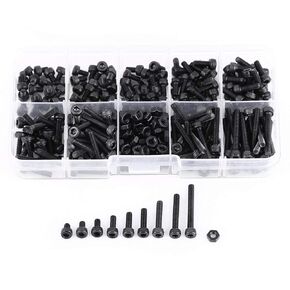 280Pcs M3 Screw Hex Socket Head Screw Bolt Nut Assortment Set with Storage Box Alloy Steel Socket Head Screws