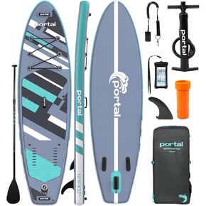 PORTAL SUP Inflatable Paddle Board for Adults 10'6'' Stand Up Paddleboard,Non-Slip Deck Blow up Paddle Boards with Adjustable Paddle, Carry Bag, and Repair Kit
