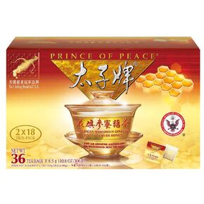 Prince of Peace American Ginseng Root Tea with Honey, 2 Boxes, 18 Tea Bags Per Box – Premium Wisconsin-Grown Ginseng – American Ginseng Tea Bags – Honey Ginseng Tea