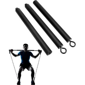 QWORK Resistance Band Bar Pilates Bar Home Gym Fitness Workout Bar for Strength Training Cardio Exercise - 108CM - Max Load 800lb (Portable Detachable Stick x3)