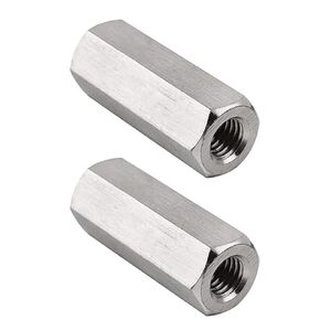 M10 X 1.5-Pitch 60mm Length Hex Width17mm Metric Hex Coupling Nut 304 Stainless Steel Rod Coupling Nuts Pack of 2
