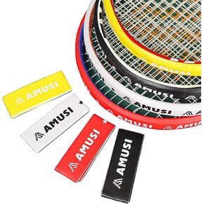 Badminton Racket Head Protector Sticker, 4 Pack PU Racquet Guard Tape Racket Frame Stickers Thickened Wear-Resistant, 4 Colors, Black/White/Red/Yellow