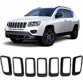 68109865AA 7PCS Chrome Grille Trim Molding Insert Compatible with Jeep Compass 2011 2012 2013 2014 2015 2016 2017 CH1210111