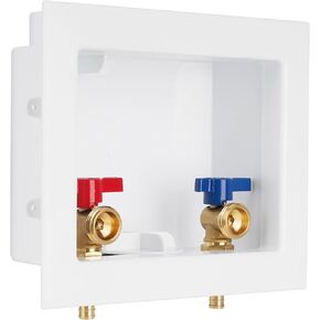 Universal Washing Machine Outlet Box, 1/2-Inch Pex Crimp x 3/4-Inch MHT Connection with Center Drain, Laundry Washer Valve Outlet Box
