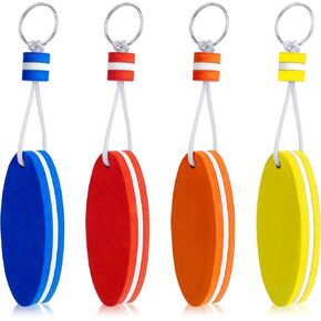 Floating Keychain for Boat Keys, 4 Pack Waterproof Vinyl Foam Floating Keychain Bright Color Oval Float Key Rings Pendant for Boating,Fishing, Surfing, Sailing,Kayak and Outdoor Water Sport (4 Colors)
