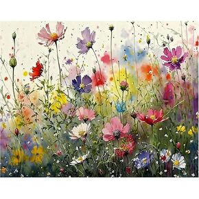 MjhRcll Flower Stamped Cross Stitch Kits, DIY Colorful Flowers Cross Stitch Ornament Kits for Adults Beginners, Counted Embroidery Needlepoint Kits Home Decor 12x16inch