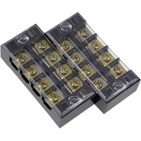 uxcell 2 Pcs Dual Rows 4 Positions 600V 25A Wire Barrier Block Terminal Strip TB-2504L