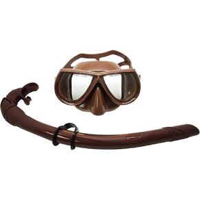 Palantic Brown Free Dive Low Volume Silicone Mask & Nautilus Snorkel Set