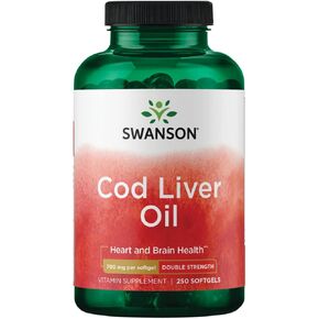 Swanson Cod Liver Oil - Wellness Supplement Promoting Bone, Skin Health, Vision Support & Immune System Function - Natural Formula with High Absorption Vitamin A - (250 Softgels, 700mg Each)