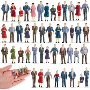 Namalu Mini People Figurines 1: 50 Scale Model Trains Architectural Painted People Figures Tiny People Plastic Miniature Figurines Toy Sitting Standing People for Miniature Scenes (50 Pcs)