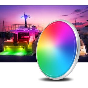 HUSUKU RS6-2 Marine LED Courtesy Light Boat Interior Light IP65, 4.5" 27LED DC12V 10W 1000LM Metal Body Boat Dome Ceiling Light, Color Change LED Light for Yacht Boat Transom Deck Console