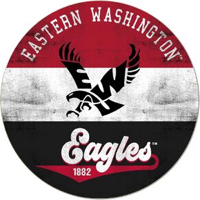 KH Sports Fan Eastern Washington Eagles Multi-Color Retro Circle Sign, 20x20 Inches, Eagles Decor for Dorm, Fan Cave, Living Room; Display Your Team Spirit with This Eastern Washington Eagles Wall Art
