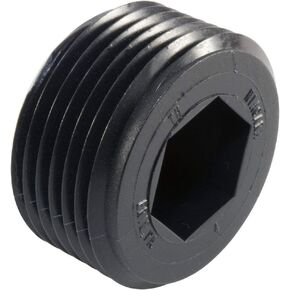 Caplugs TH-7 TH Series – Plastic Hex Socket Threaded Plug, 50 Pack, Black HD-PE, NPT Thread Size 1/2"-14 Temporary Use, Low Pressure Testing & in-Plant Processes, Oil & Heat Resistant (ZTH71KA1)