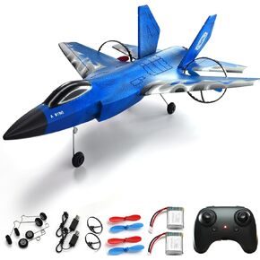 Remote Control Airplanes for Kids with 3 Batteries,2 Ch 2.4 GHZ Foam RC Plane for Hobby Beginners-Blue