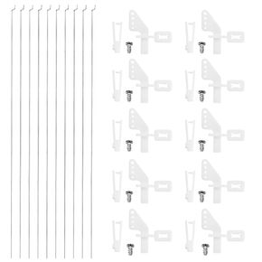 MECCANIXITY 10pcs 304 Stainless Steel 1.2x260mm Z Push Rods Parts, 10pcs Nylon Control Horns for DIY RC Car Boat Airplane Helicopter Model Replacement, Silver