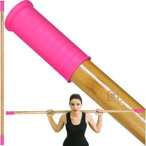 Bamboo 5ft Long Yoga Stick for Mobility Stretch Exercise Bar Pilates Stick with Soft Sturdy Rubber Balance Ends for Fitness,Posture Corrector,Physical Rehabilitation.